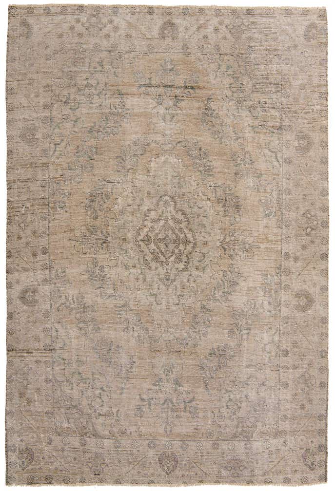 195cm x 285cm Hand Knotted Ultra Vintage Persian Wool Rug