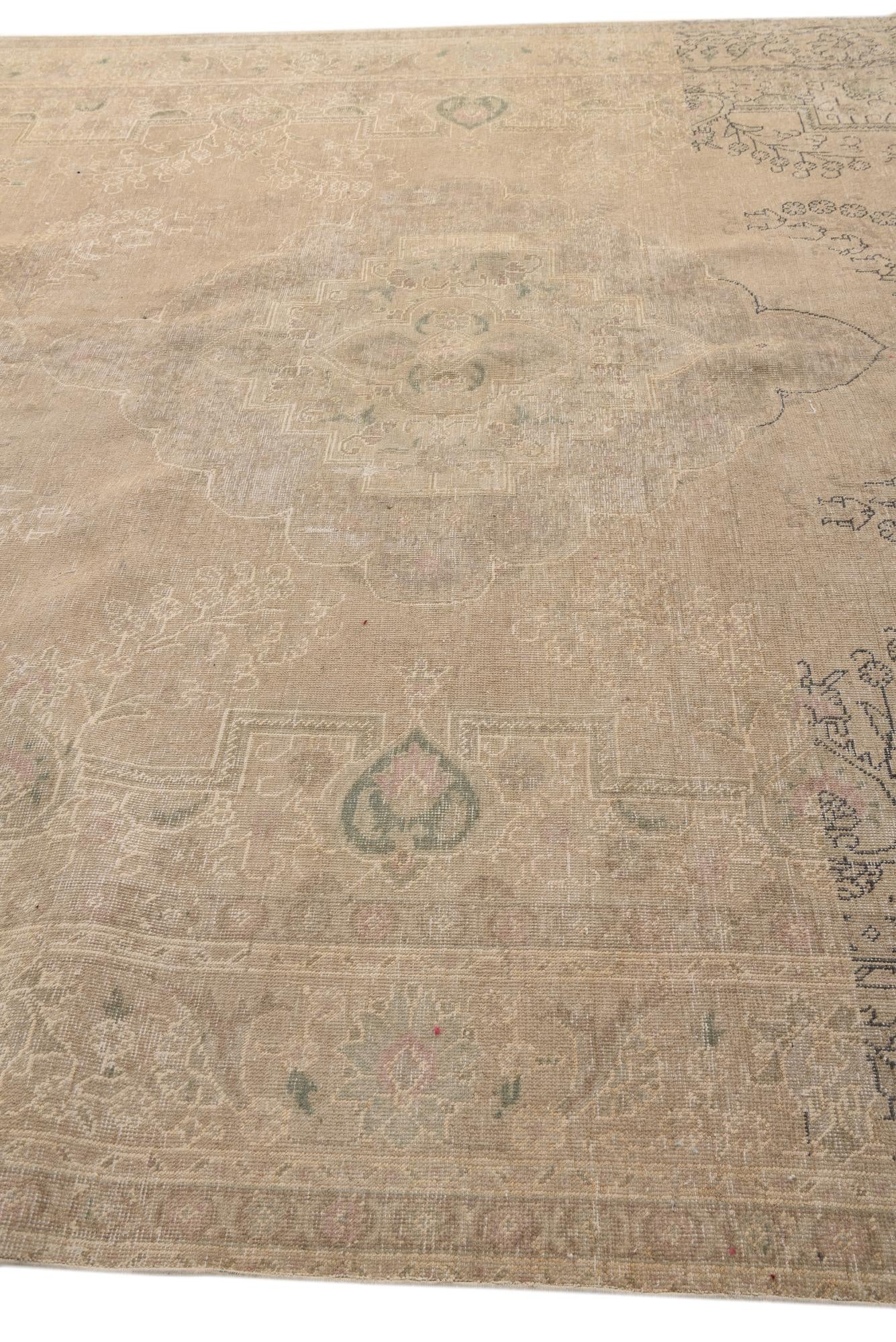 10' x 13' Hand Knotted Ultra Vintage Persian Wool Rug