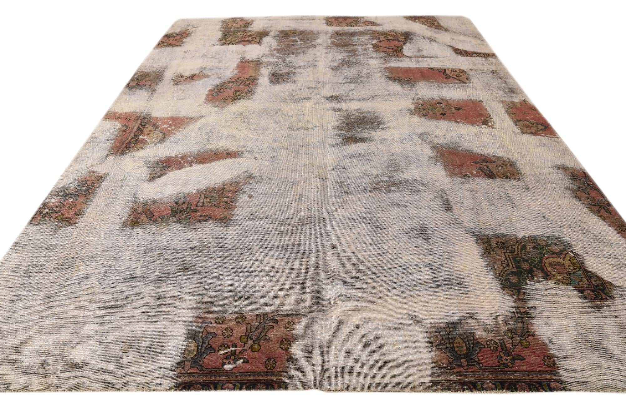 8' 11 x 12' 7 Hand Knotted Ultra Vintage Persian Wool Rug