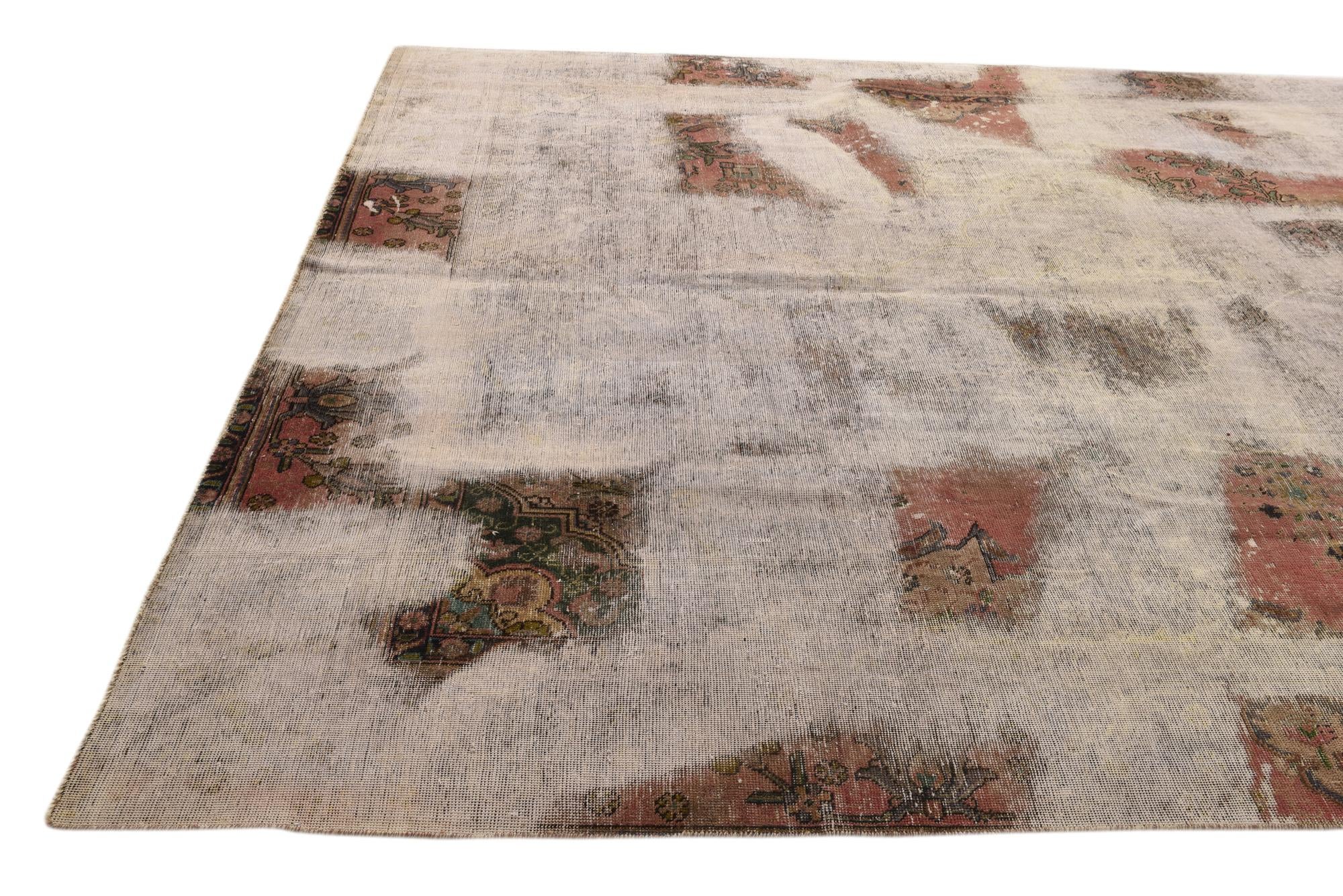 8' 11 x 12' 7 Hand Knotted Ultra Vintage Persian Wool Rug