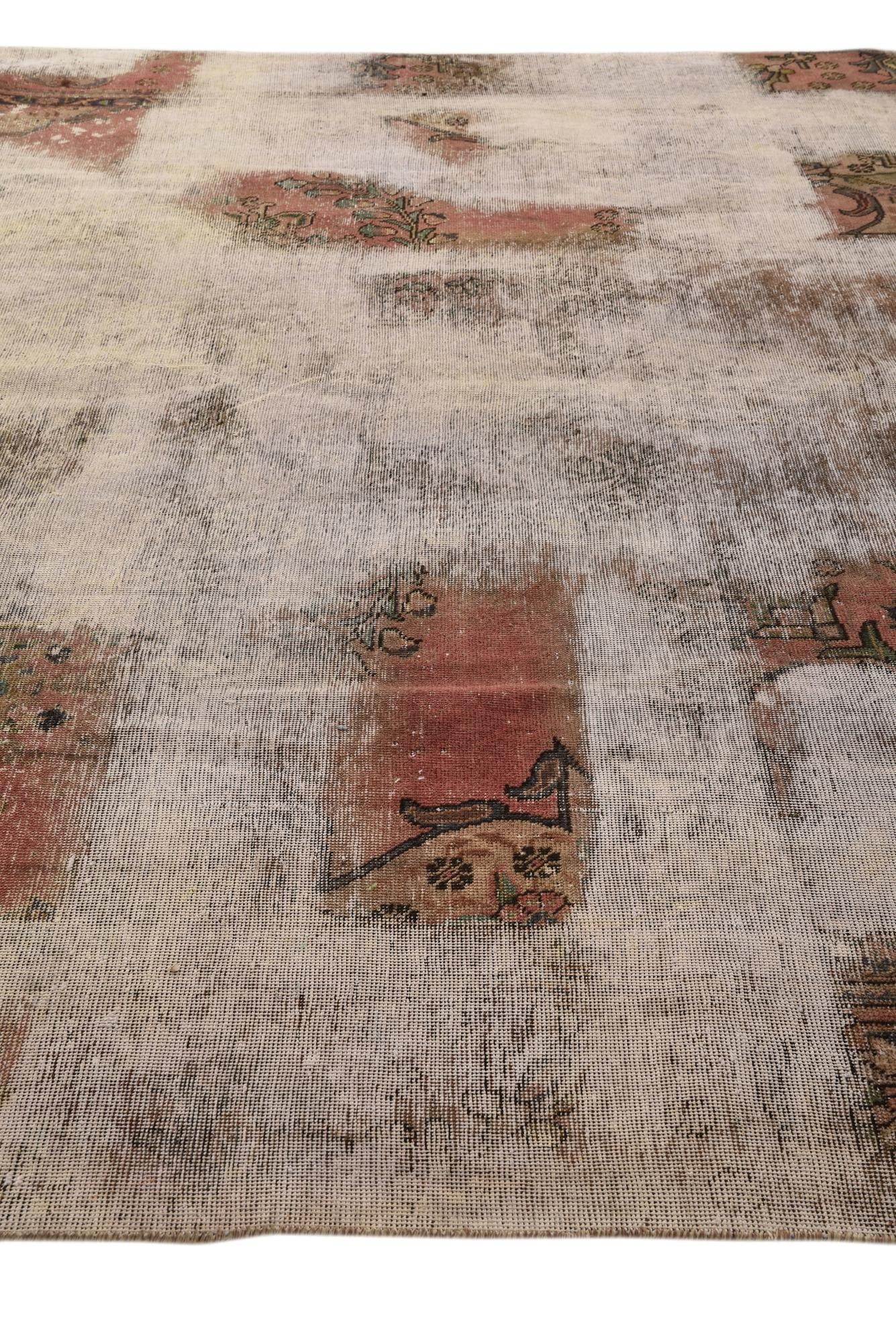 8' 11 x 12' 7 Hand Knotted Ultra Vintage Persian Wool Rug