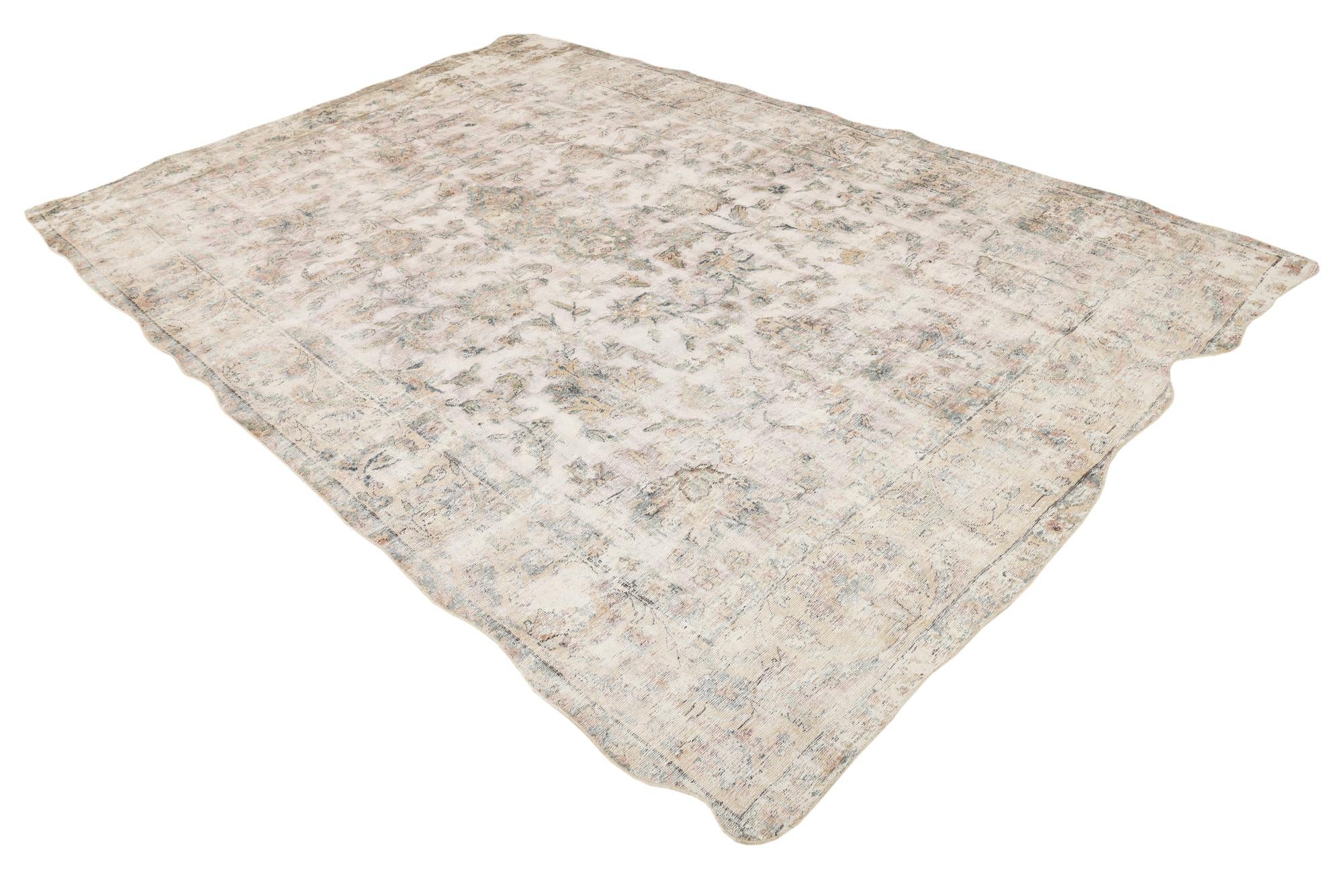 9' 1 x 12' Hand Knotted Ultra Vintage Persian Wool Rug