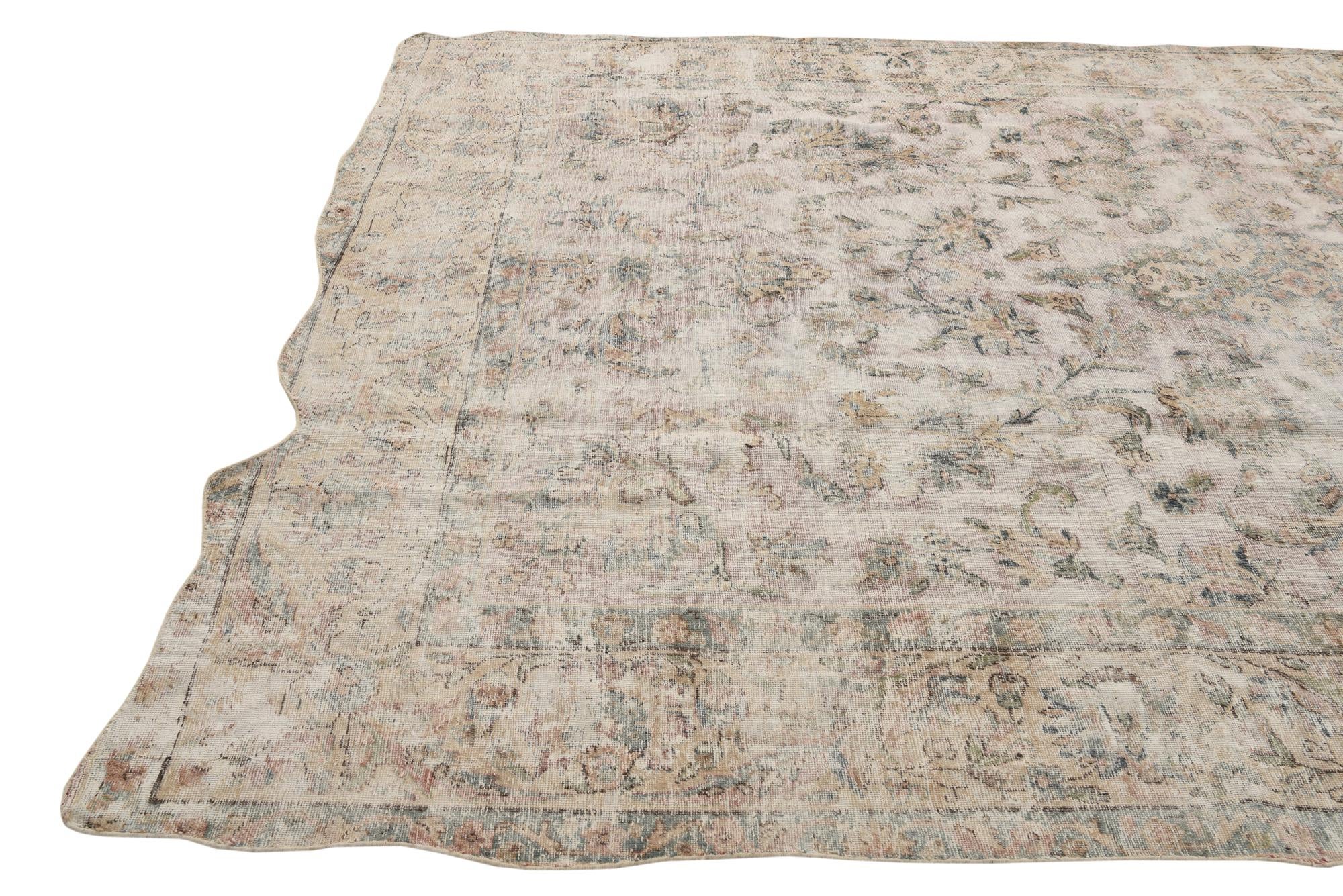 9' 1 x 12' Hand Knotted Ultra Vintage Persian Wool Rug