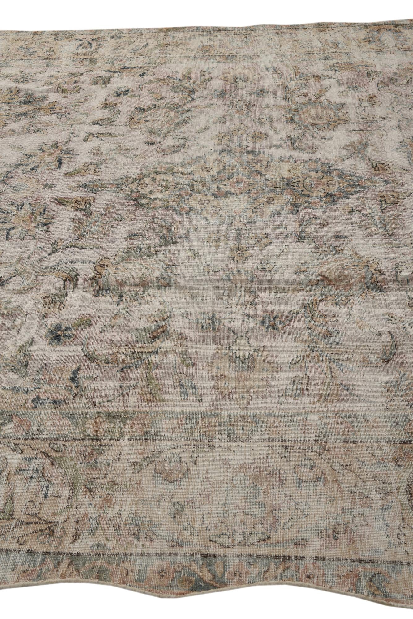9' 1 x 12' Hand Knotted Ultra Vintage Persian Wool Rug