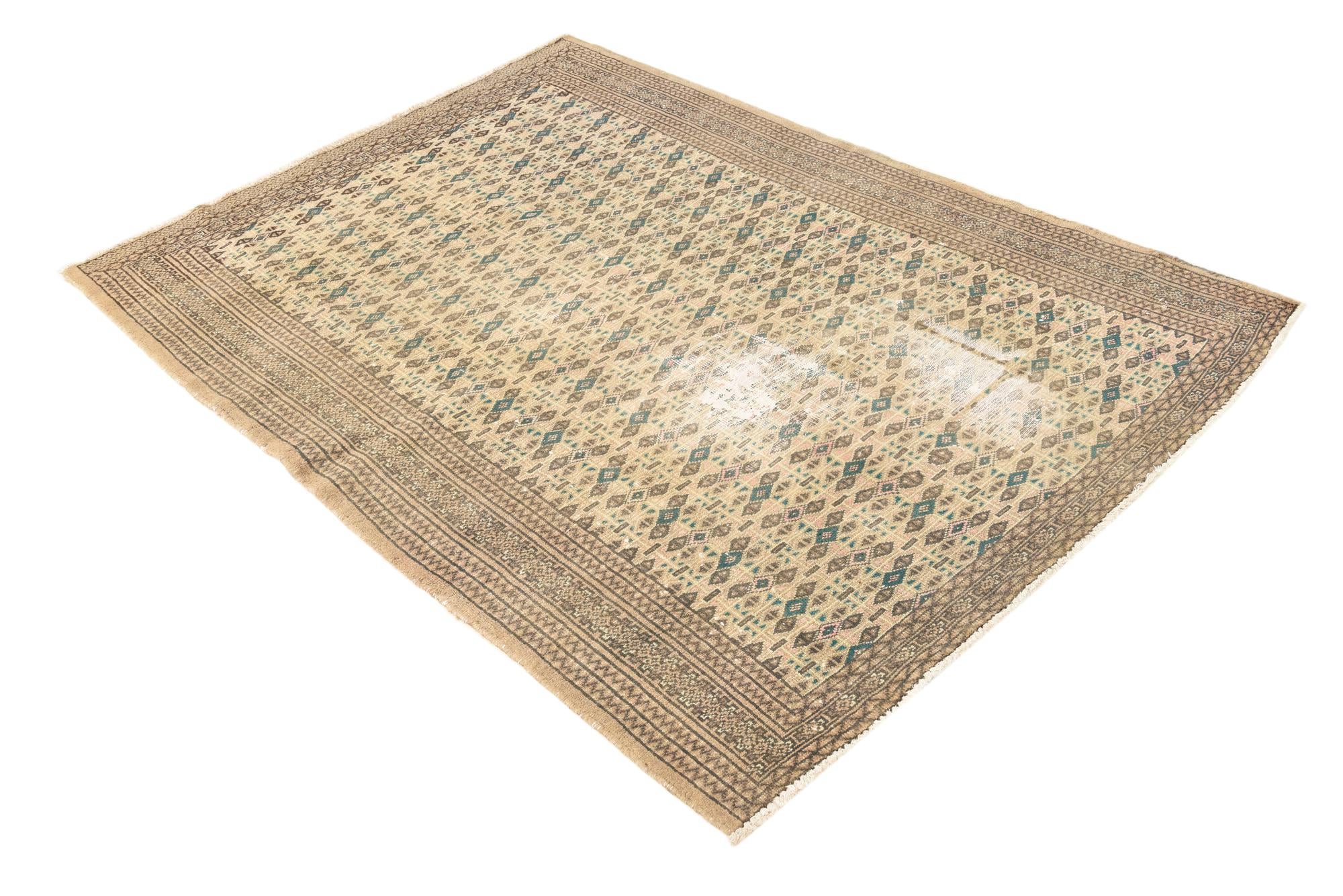 4' 2 x 6' Hand Knotted Ultra Vintage Persian Wool Rug