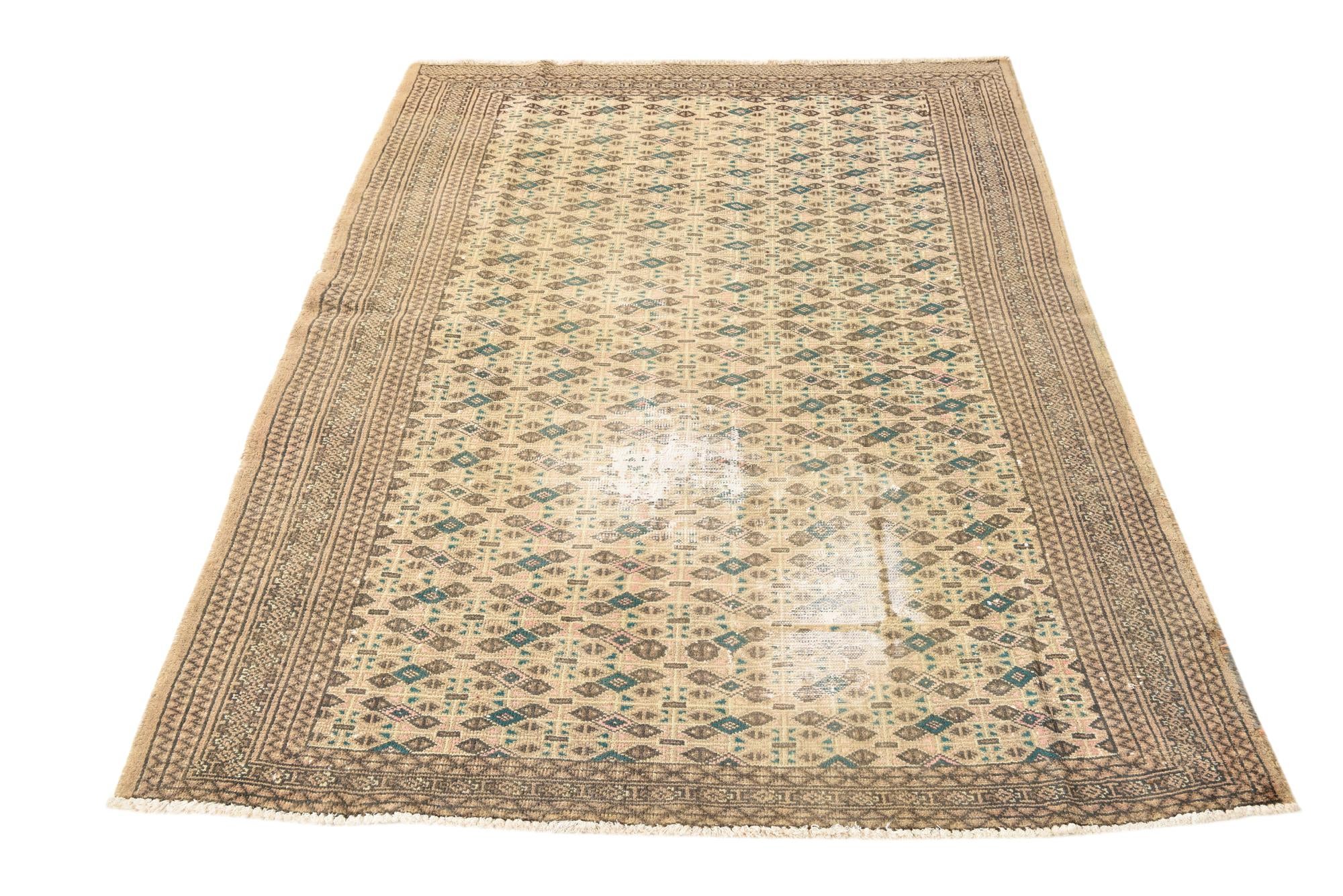 4' 2 x 6' Hand Knotted Ultra Vintage Persian Wool Rug