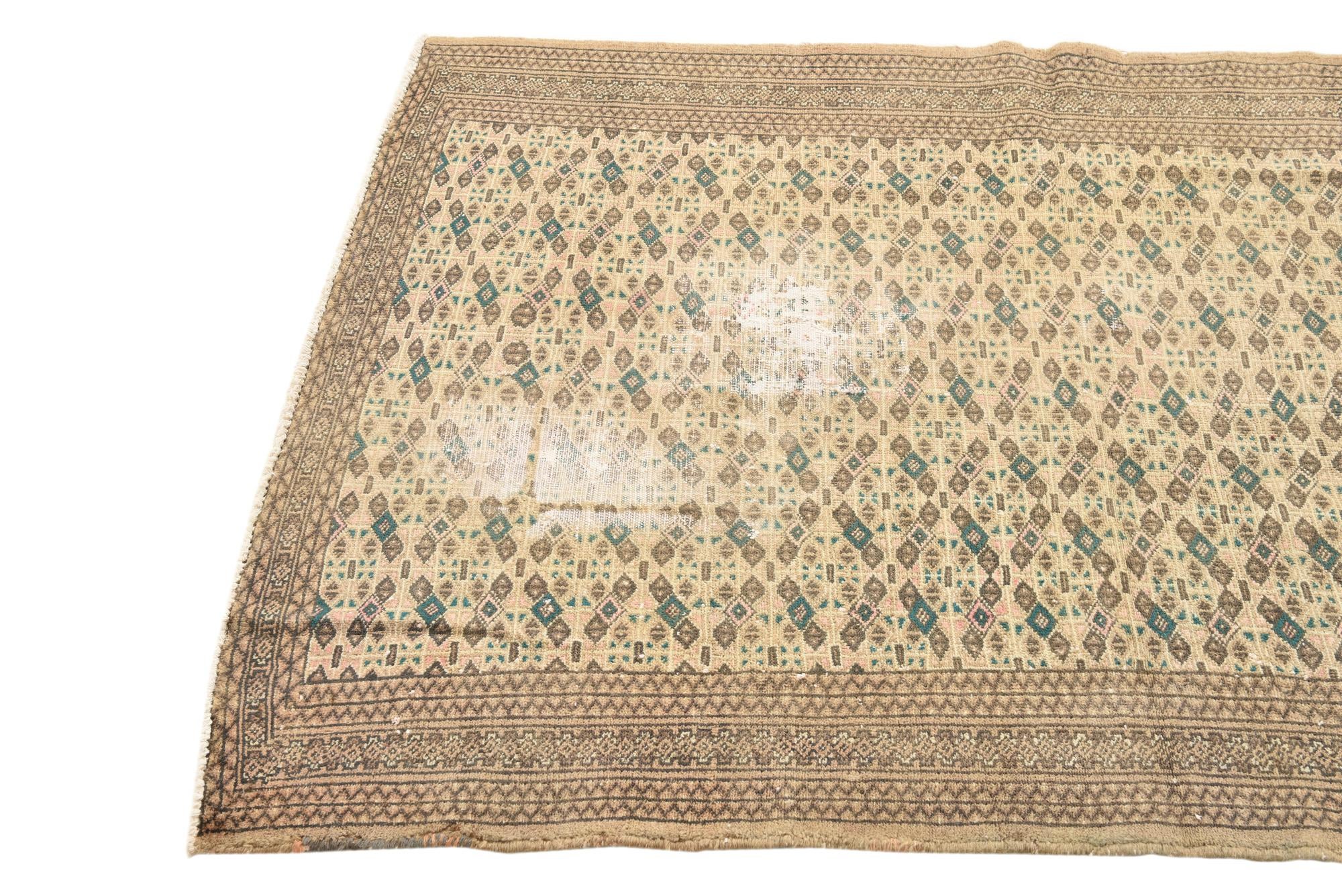 4' 2 x 6' Hand Knotted Ultra Vintage Persian Wool Rug