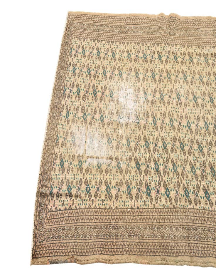 Detail image of 4' 2 x 6'  Hand Knotted Ultra Vintage Persian Wool Rug