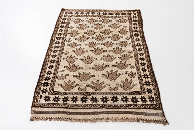 Detail image of 100cm x 150cm anudado a mano Ultra Vintage Alfombra Persa Lana