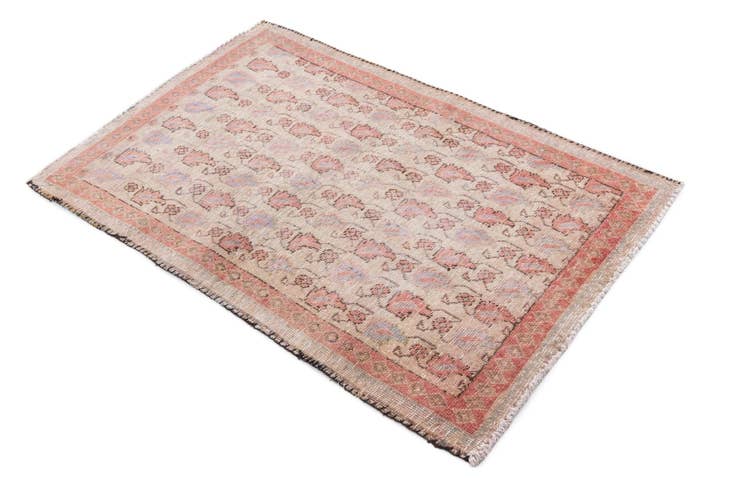 Detail image of 3' 1 x 4' 10 Hand Knotted Ultra Vintage Persian Wool Rug