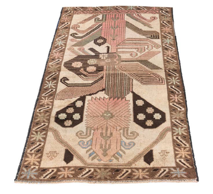 Detail image of 2' 10 x 4' 9 Hand Knotted Ultra Vintage Persian Wool Rug