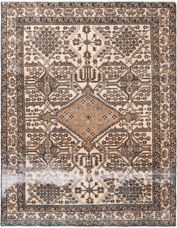 Detail image of 6' 6 x 9' 4 Hand Knotted Ultra Vintage Persian Wool Rug