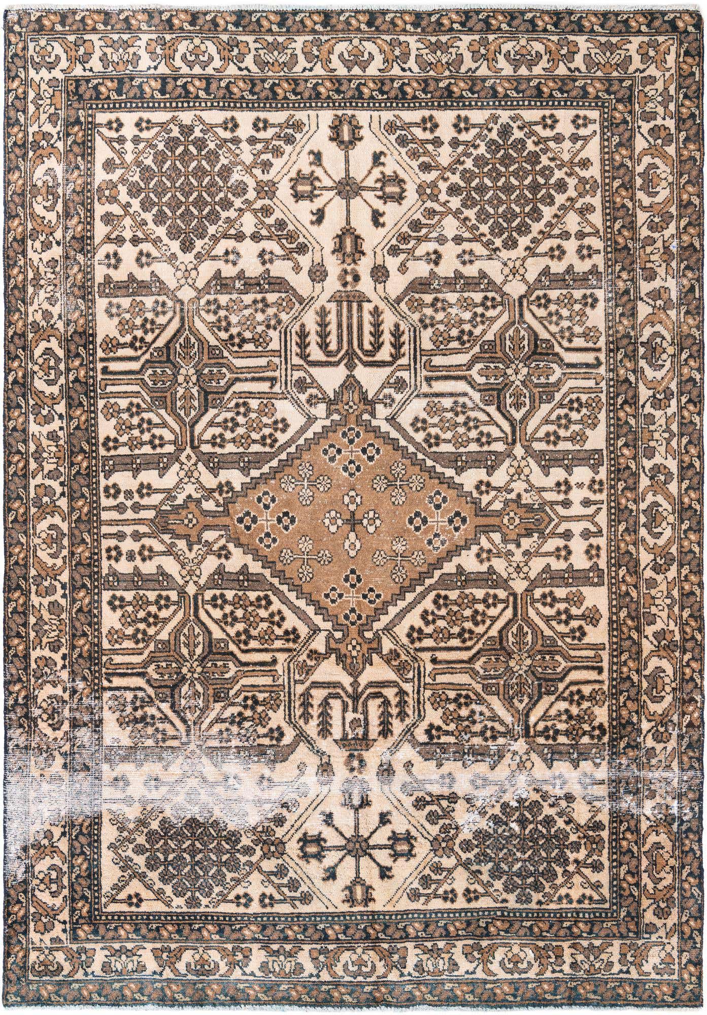 6' 6 x 9' 4 Hand Knotted Ultra Vintage Persian Wool Rug