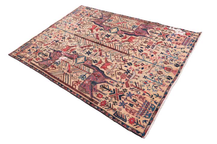 4' 7 x 6' Hand Knotted Ultra Vintage Persian Wool Rug