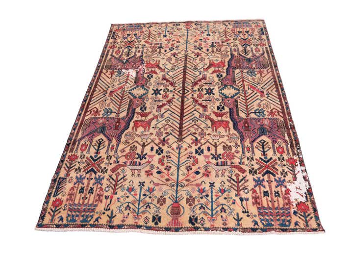 4' 7 x 6' Hand Knotted Ultra Vintage Persian Wool Rug