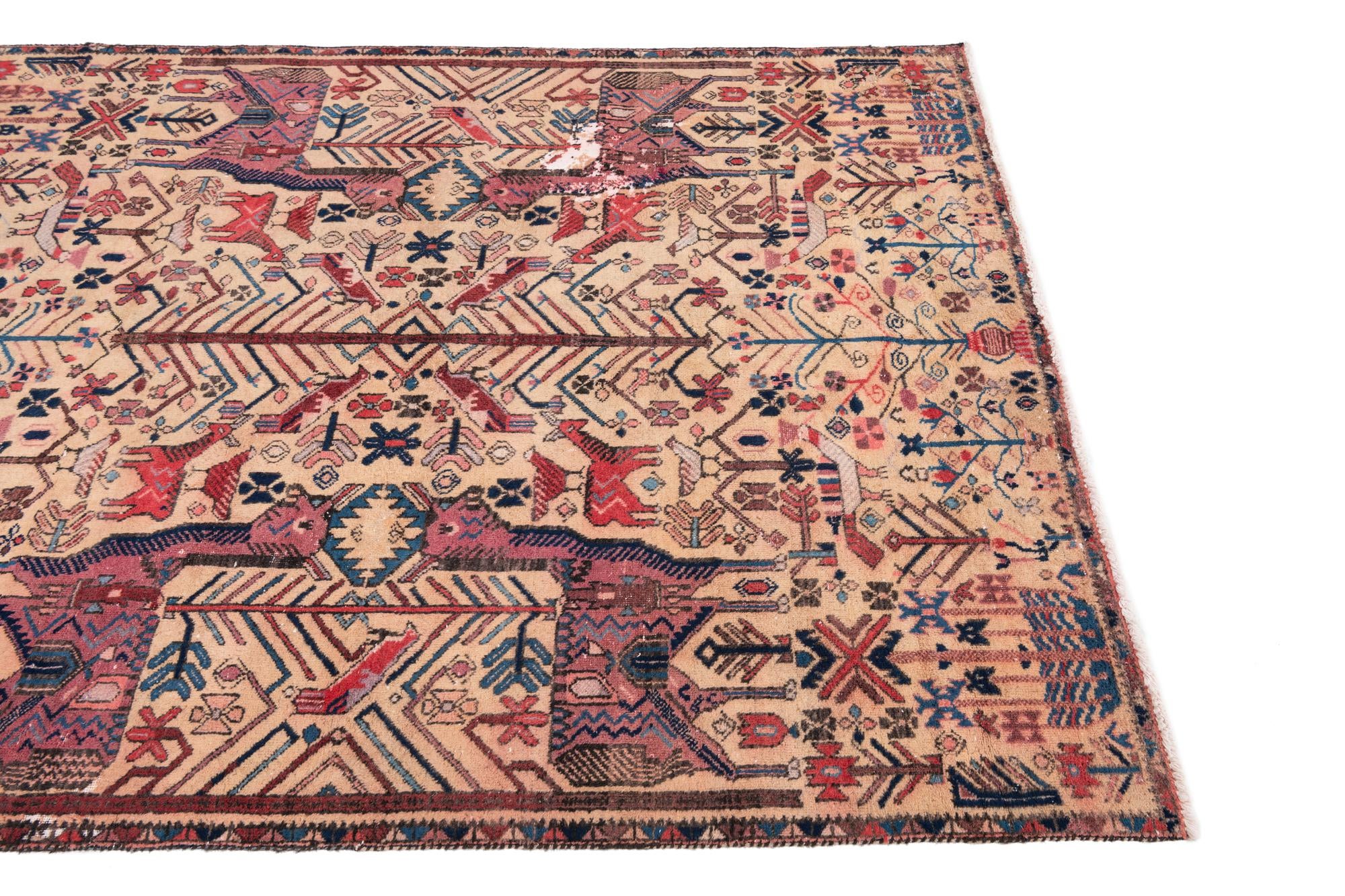 4' 7 x 6' Hand Knotted Ultra Vintage Persian Wool Rug