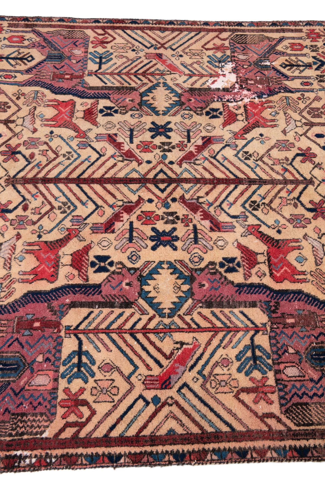 4' 7 x 6' Hand Knotted Ultra Vintage Persian Wool Rug