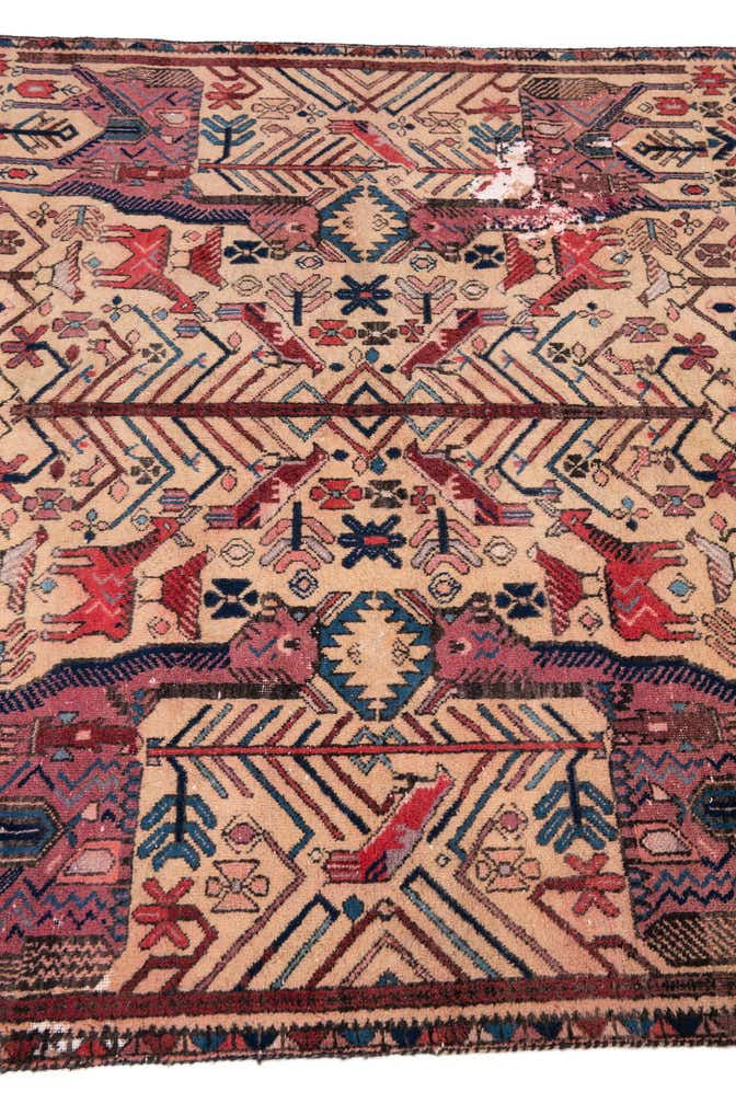 4' 7 x 6' Hand Knotted Ultra Vintage Persian Wool Rug
