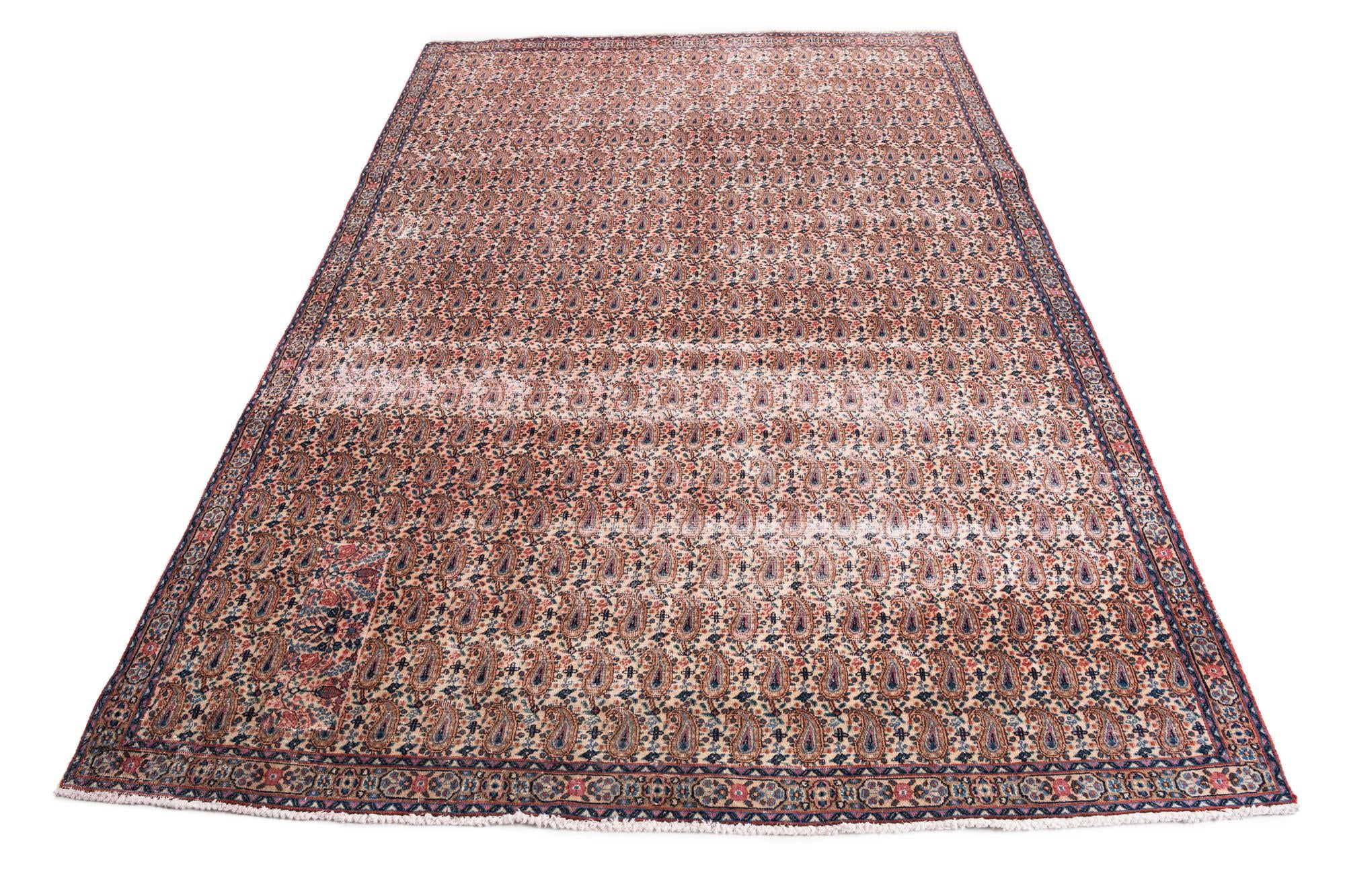 6' 9 x 9' 9 Hand Knotted Ultra Vintage Persian Wool Rug