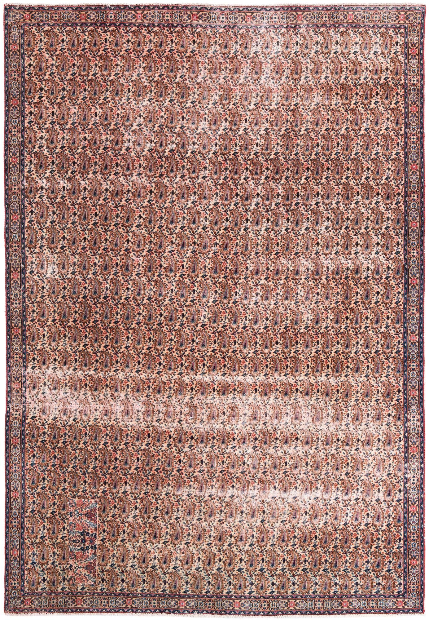 6' 9 x 9' 9 Hand Knotted Ultra Vintage Persian Wool Rug