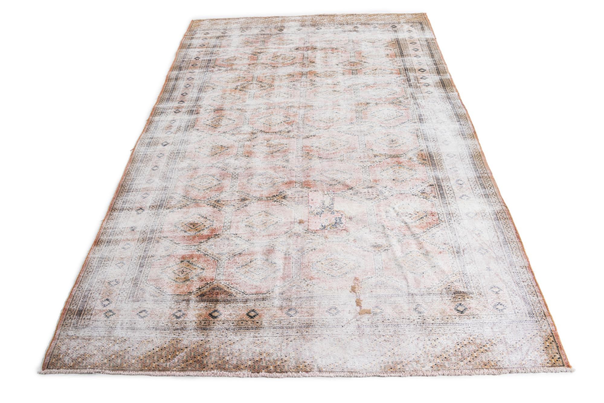 6' 2 x 9' 1 Hand Knotted Ultra Vintage Persian Wool Rug