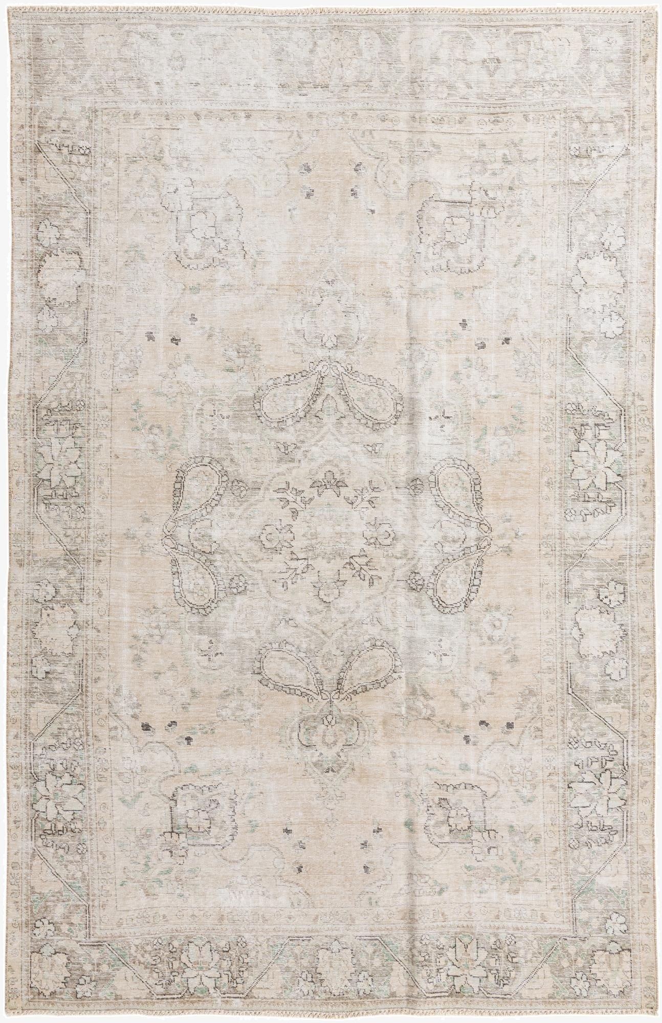 6' x 9' 6  Hand Knotted Ultra Vintage Persian Wool Rug