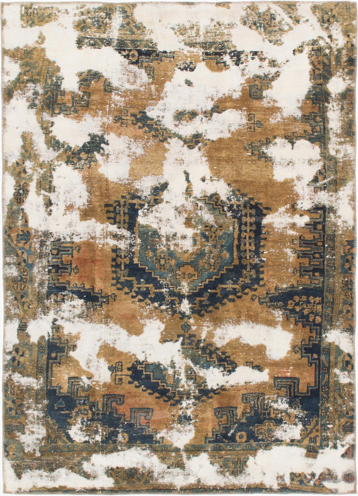 4' 10 x 6' 10  Hand Knotted Ultra Vintage Persian Wool Rug