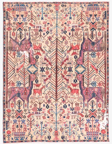 4' 7 x 6' Hand Knotted Ultra Vintage Persian Wool Rug