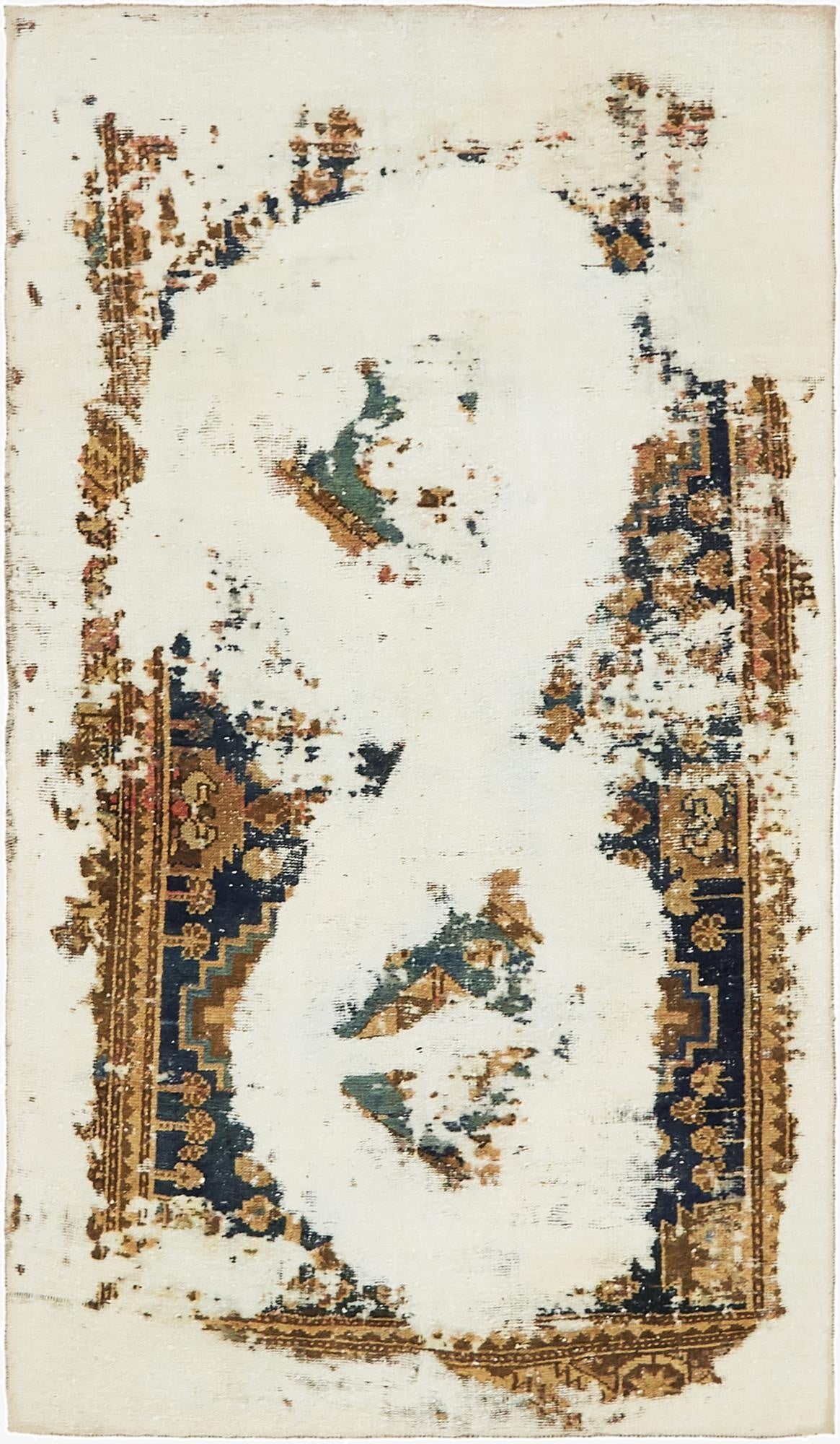 110cm x 195cm  Hand Knotted Ultra Vintage Persian Wool Rug