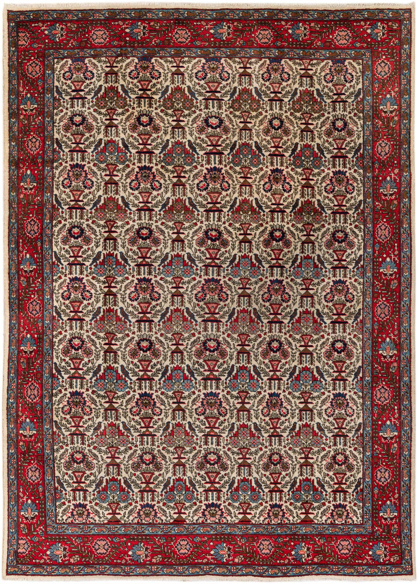 6' 11 x 9' 9 Hand Knotted Varamin Wool Rug