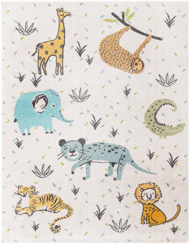 Detail image of 5' 3 x 8' Animals Whimsy Kids Rug