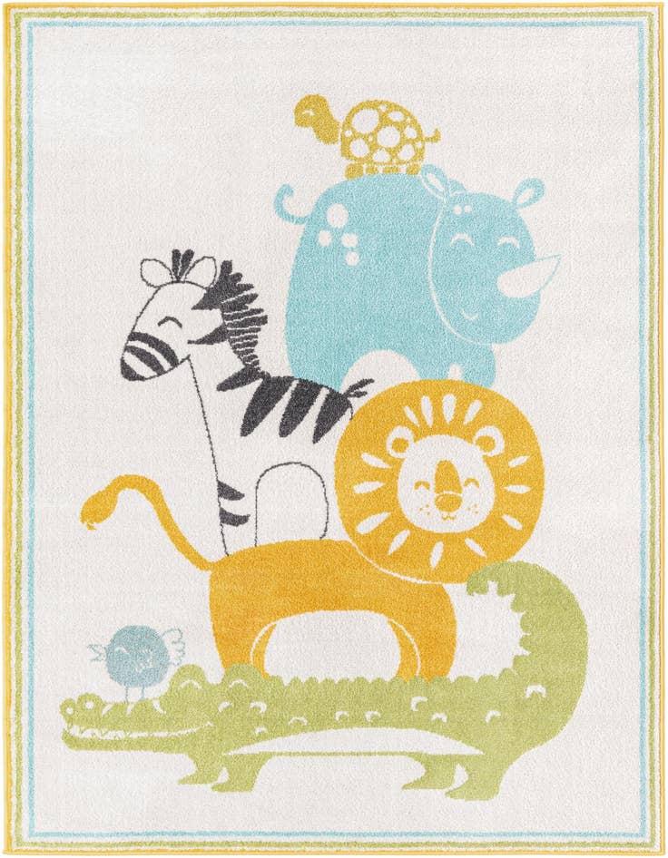 Detail image of 5' 3 x 8' Animals Whimsy Kids Rug