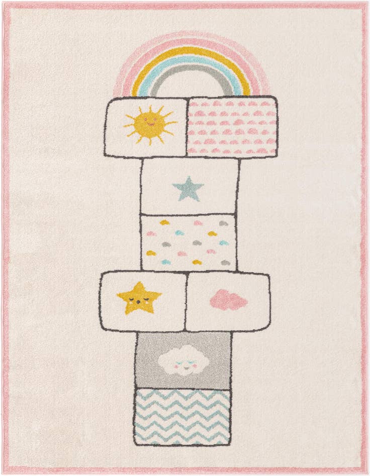 Detail image of 5' 3 x 8' Hopscotch Whimsy Kids Rug
