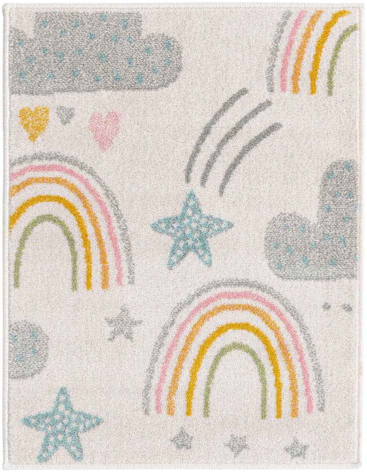 Detail image of 2' 2 x 3' Clouds and Rainbows Whimsy Kids Rug