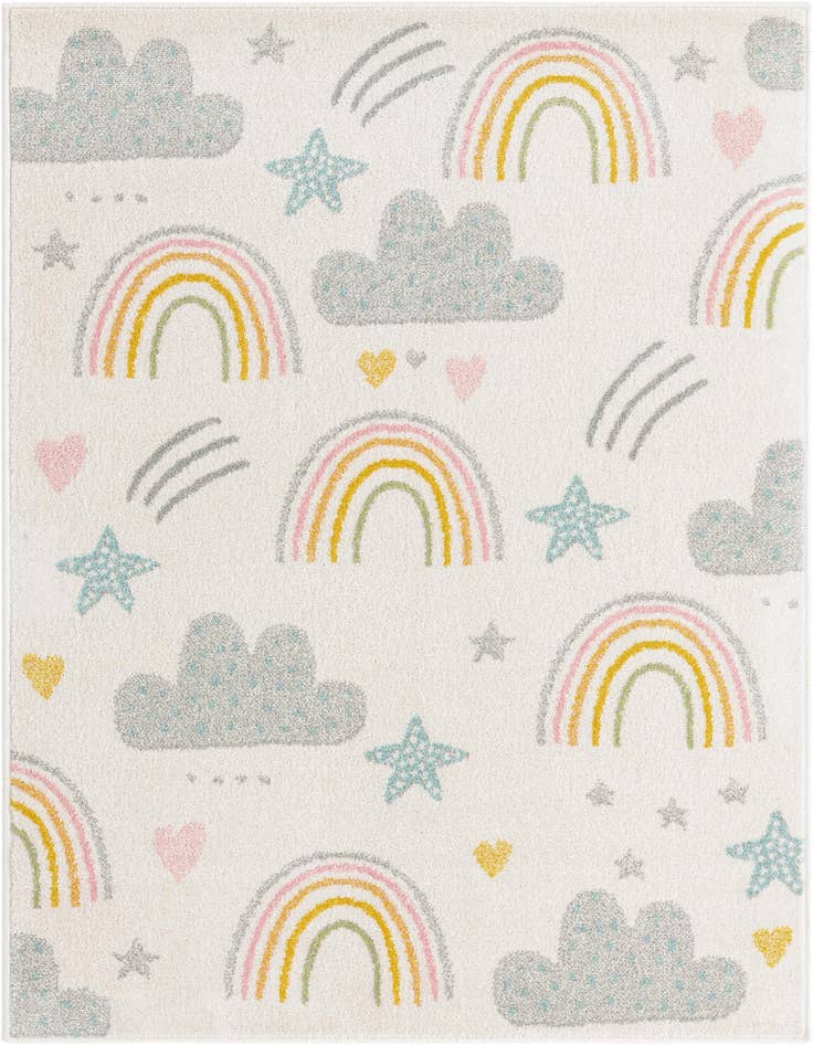 Detail image of 4' x 6' Clouds and Rainbows Whimsy Kids Rug