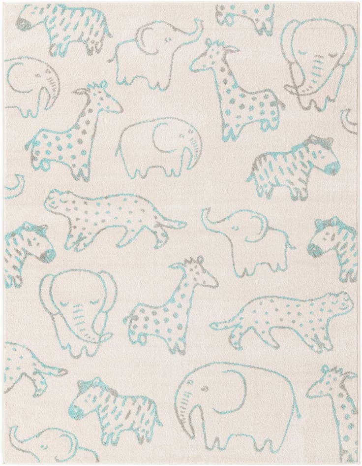 Detail image of 5' 3 x 8' Animals Whimsy Kids Rug