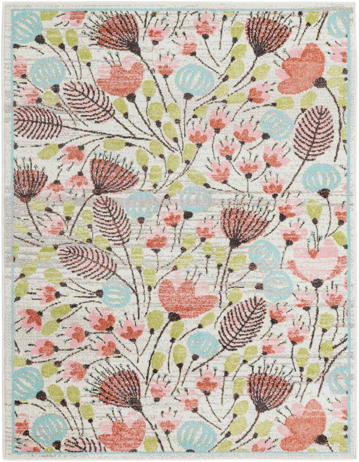 Detail image of 5' 3 x 8' Flowers Whimsy Kids Rug