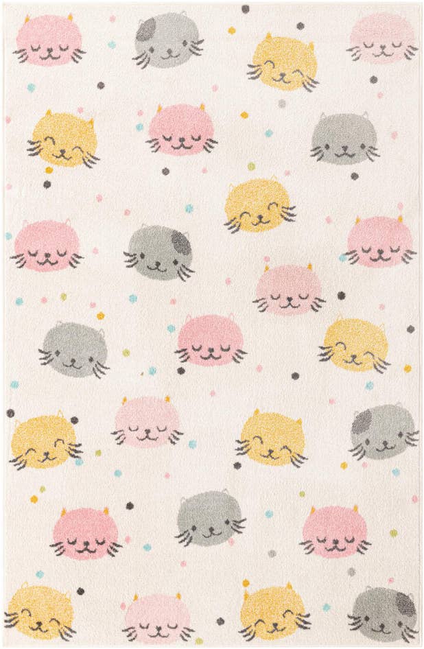 Detail image of 5' 3 x 8' Cats Whimsy Kids Rug