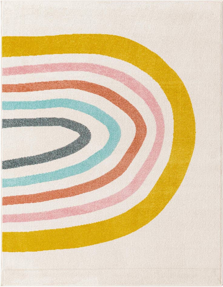 Detail image of 5' 3 x 8' Rainbow Whimsy Kids Rug