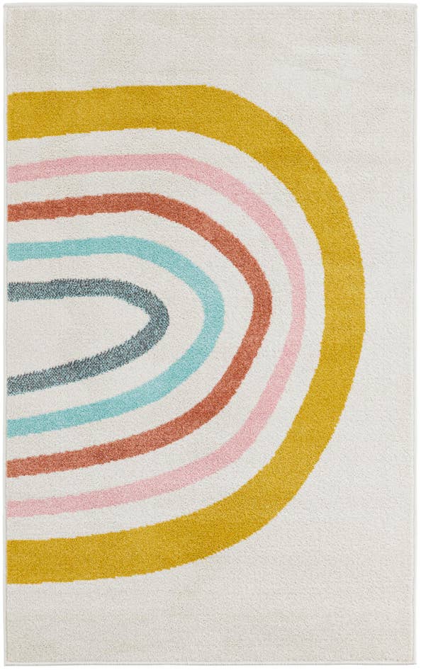 Detail image of 3' 3 x 5' 3 Rainbow Whimsy Kids Rug