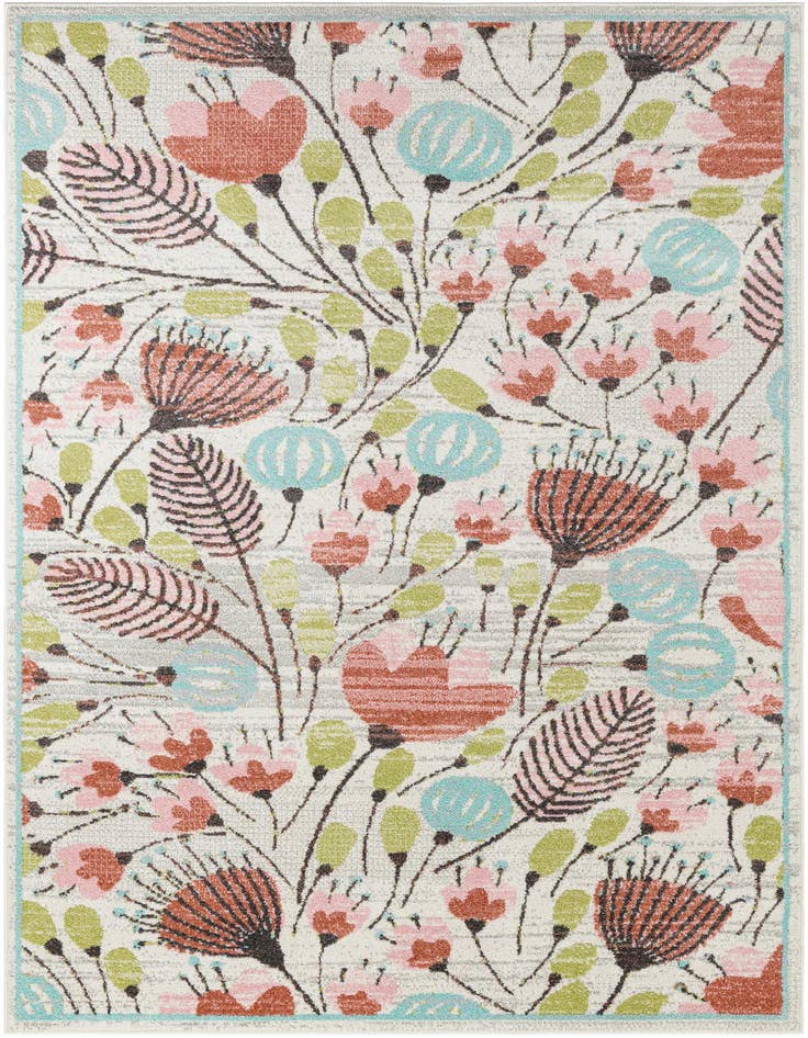 Detail image of 6' 1 x 9' Flowers Whimsy Kids Rug