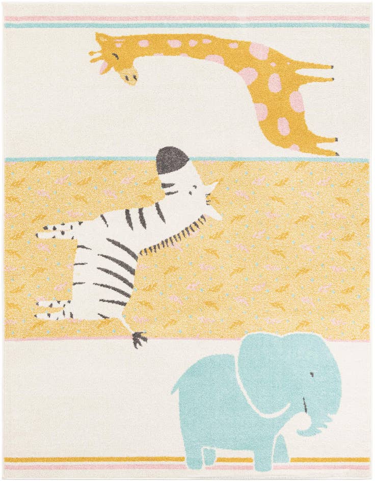 Detail image of 5' 3 x 8' Animals Whimsy Kids Rug