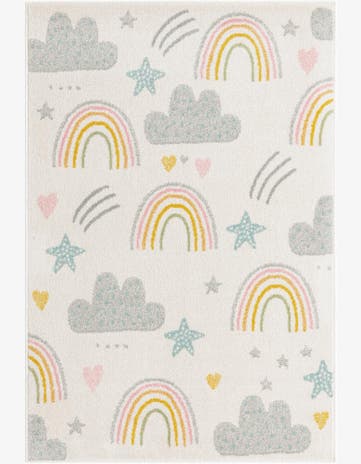 Ivory Clouds and Rainbows Whimsy Kids Rug