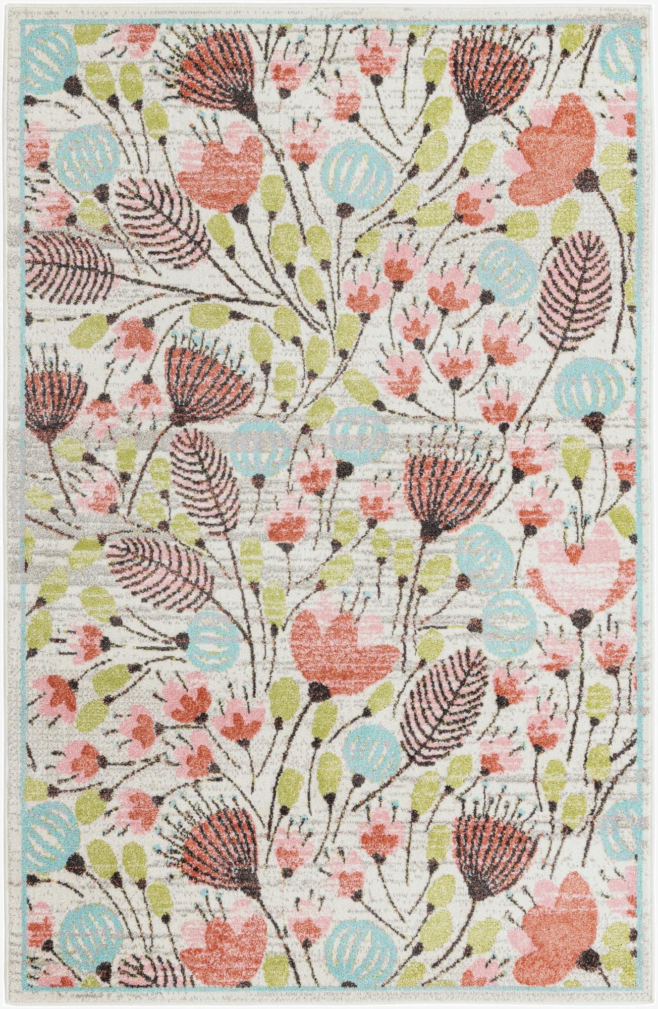 5' 3 x 8' Flowers Whimsy Kids Rug