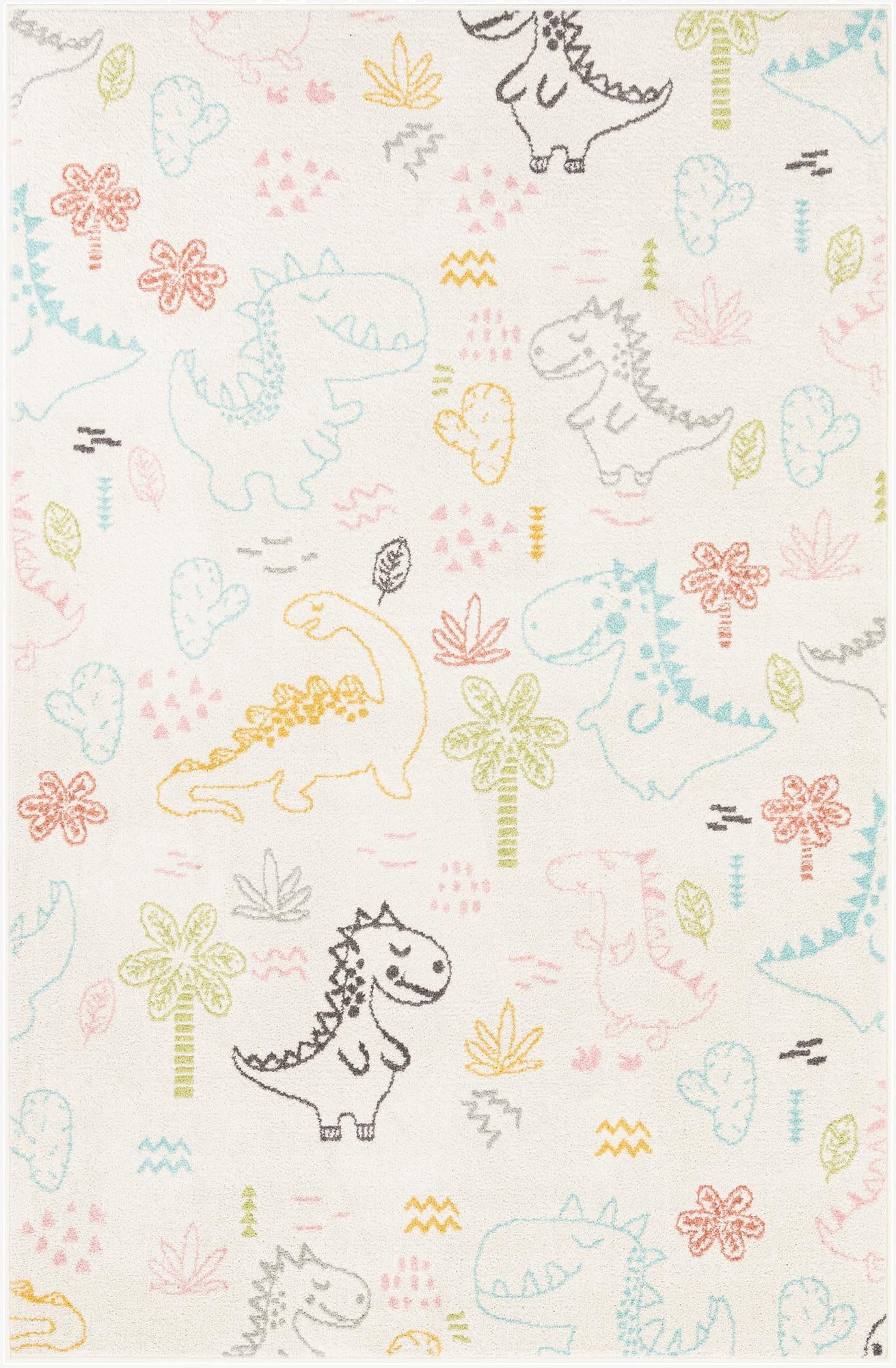 5' 3 x 8' Dinosaur Whimsy Kids Rug