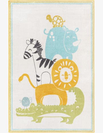 Ivory Animals Whimsy Kids Rug