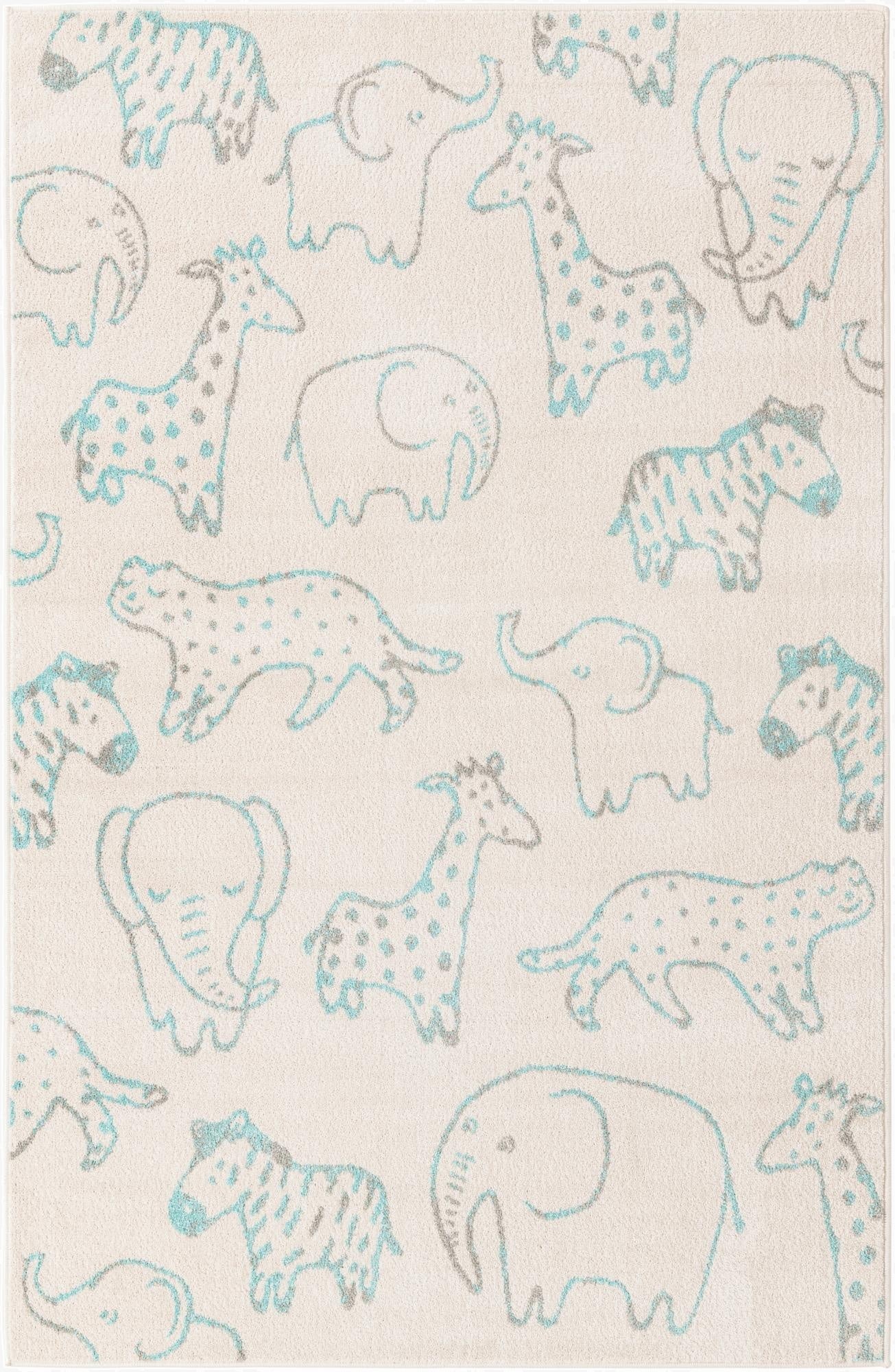 5' 3 x 8' Animals Whimsy Kids Rug