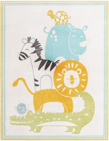 Ivory Animals Whimsy Kids Rug