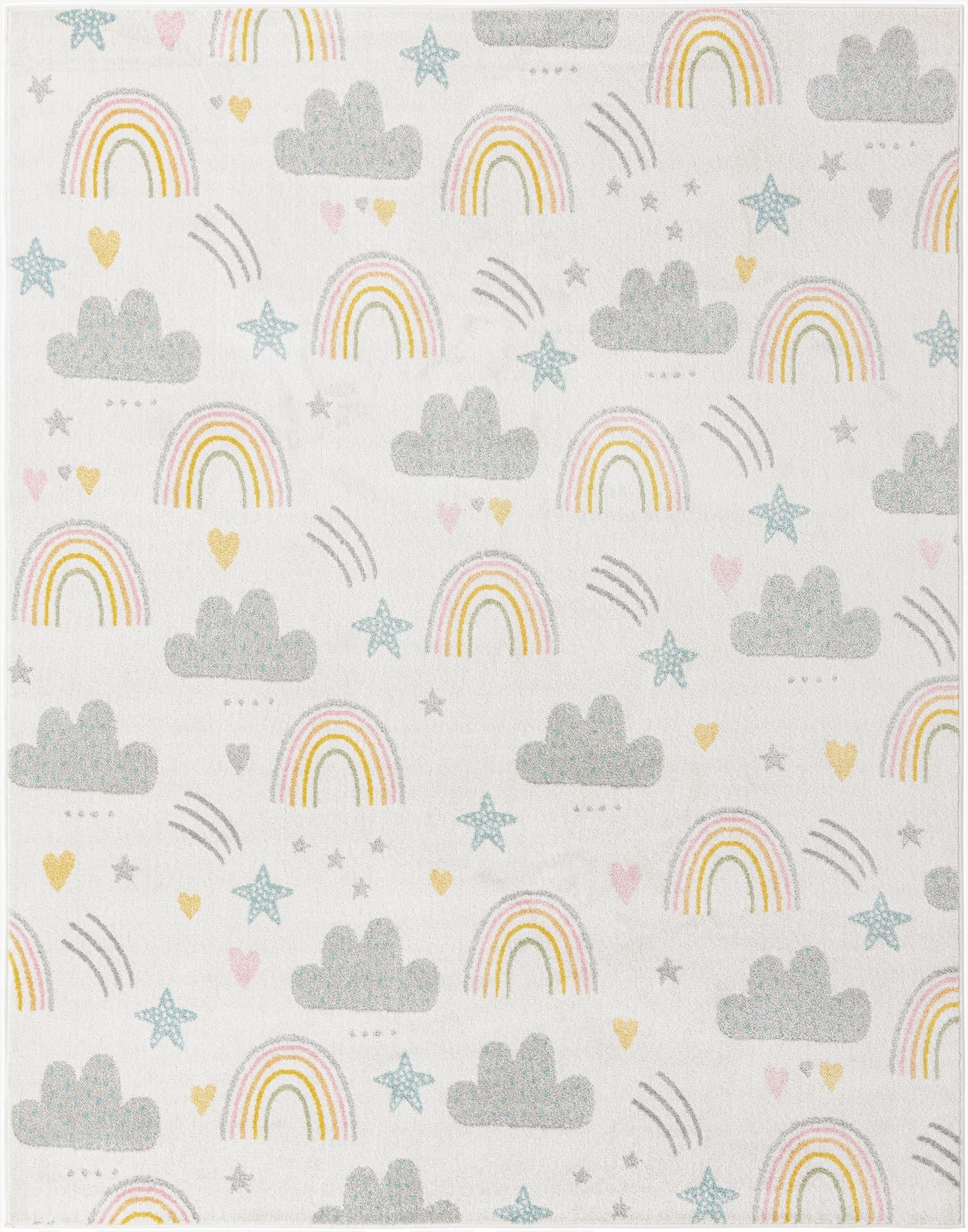 7' 10 x 10' Clouds and Rainbows Whimsy Kids Rug