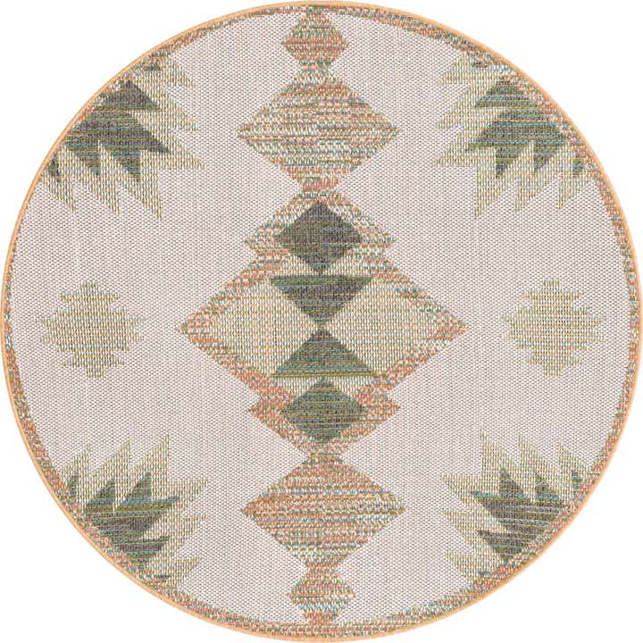 5' 3 x 5' 3 Easy-Clean Baja Indoor / Outdoor Round Rug